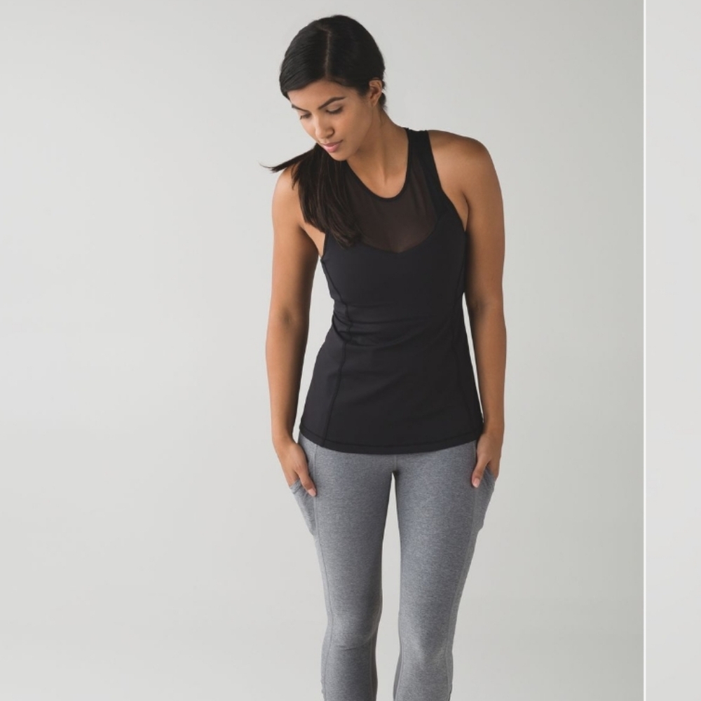 Lululemon Running In The City Tank Black Built In Bra Size 2 Running